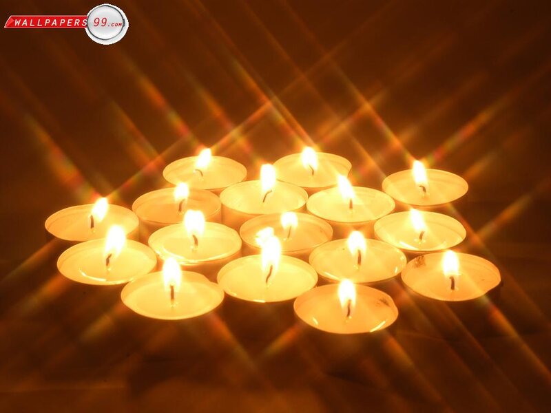 Lit Tea Light Candles