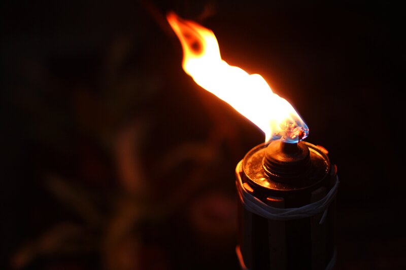 Lit Torch in Darkness — Orange