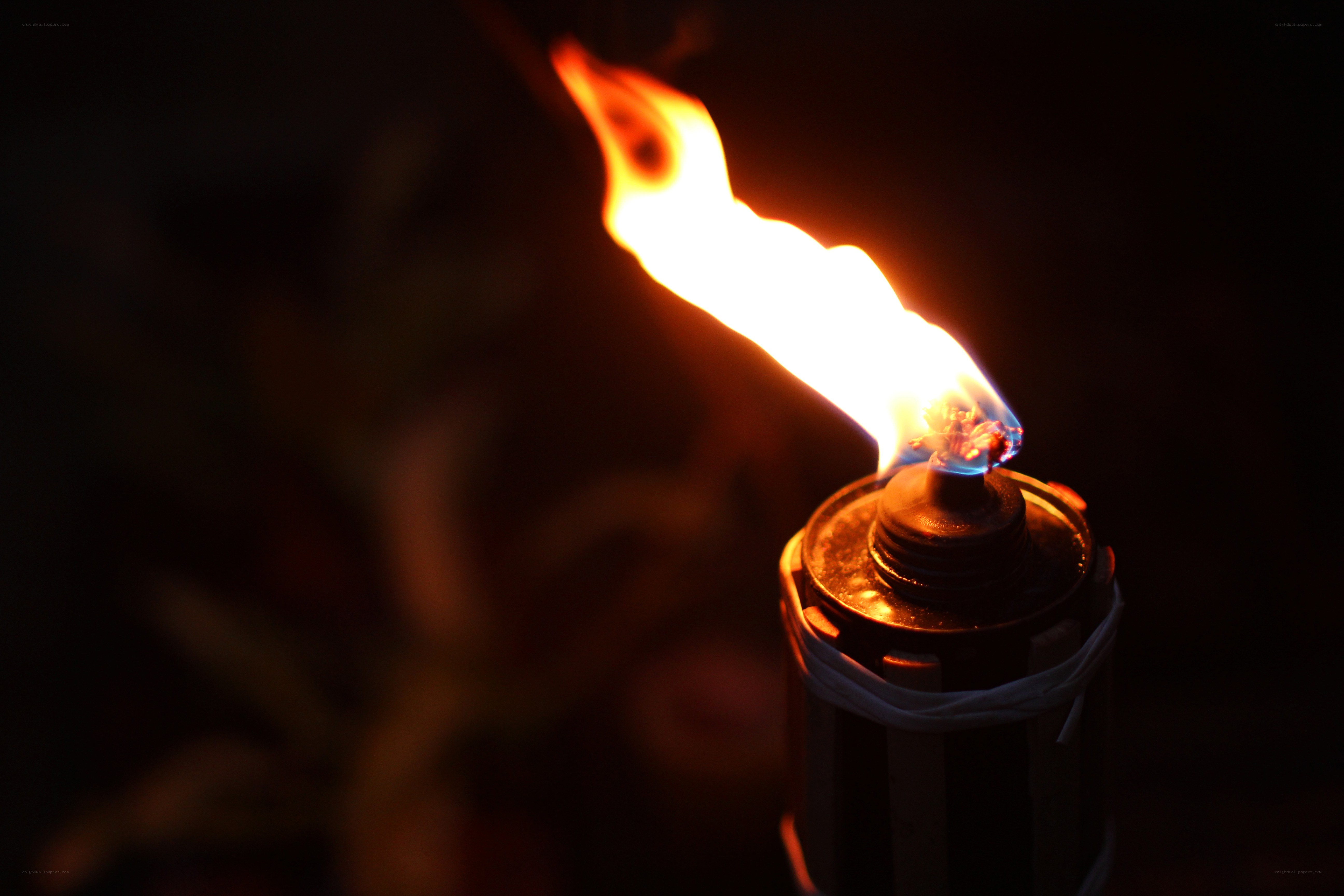 lit torch in darkness