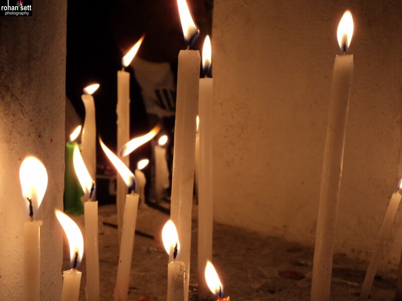 Lit White Candles
