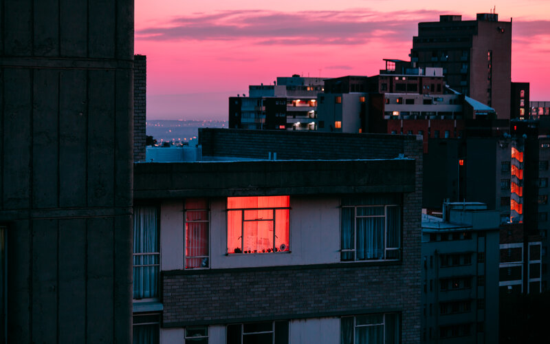 Lit Window in City