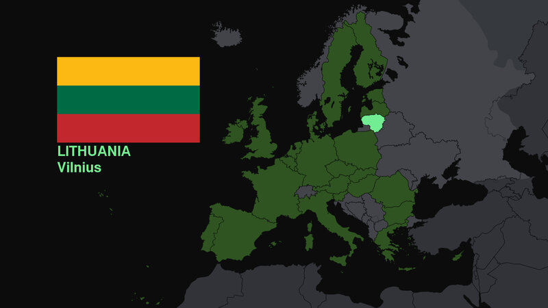 Lithuania on European map