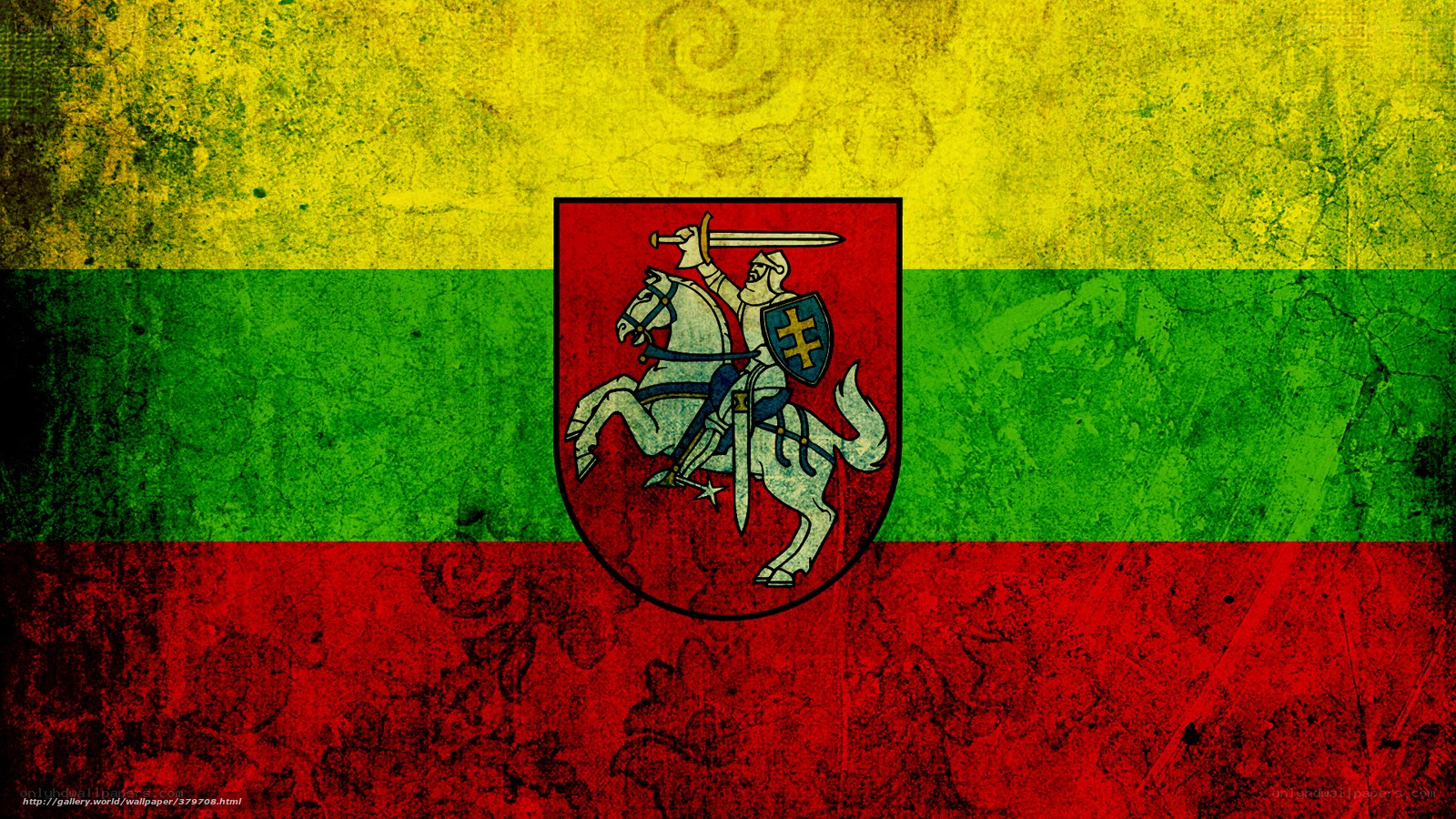 Lithuanian flag with grunge texture