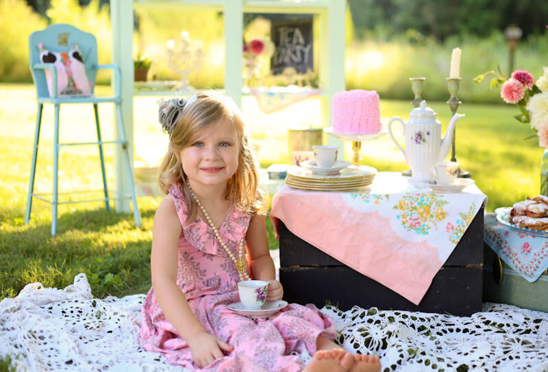 Little Girl at Tea Party — Pink