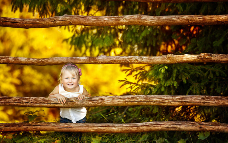 Little Girl Behind Fence