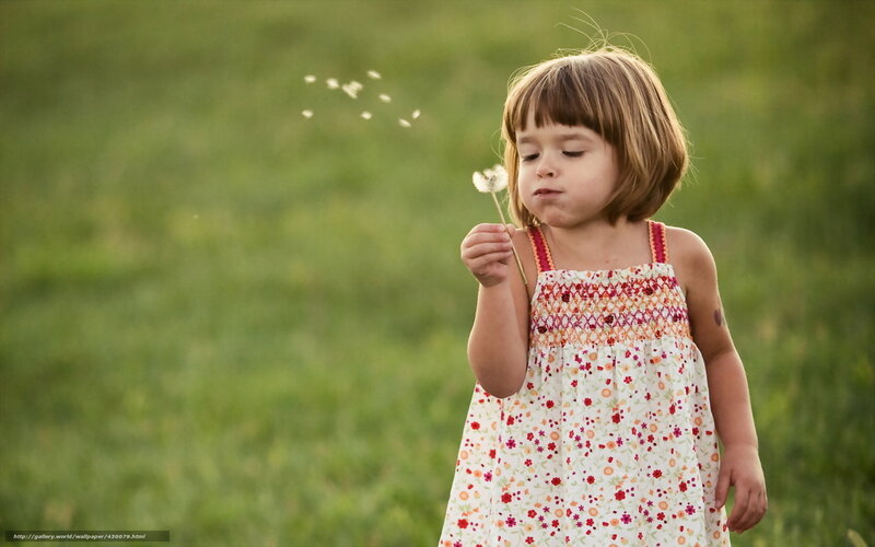 Little Girl Blowing Dandelion — Green, Serene, Afternoon