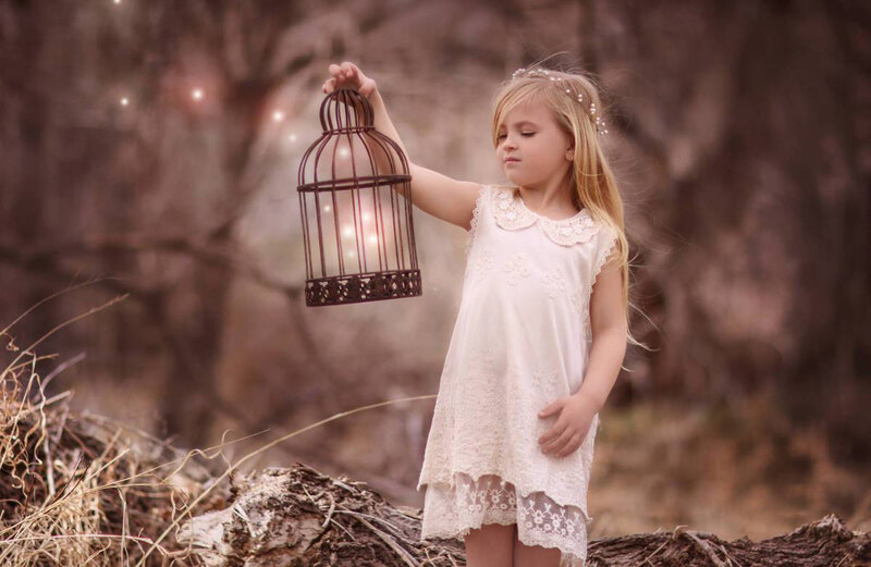 Little Girl Holding Lantern