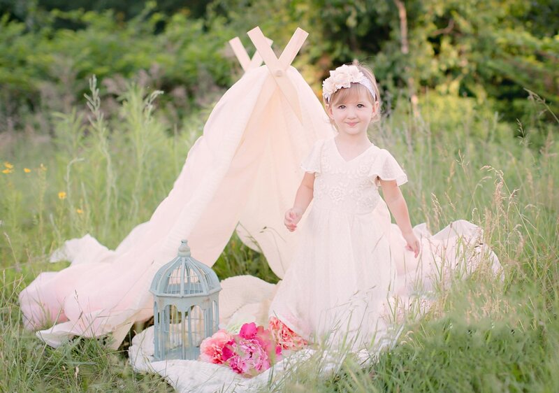 Little Girl in Dress — Pink, Serene