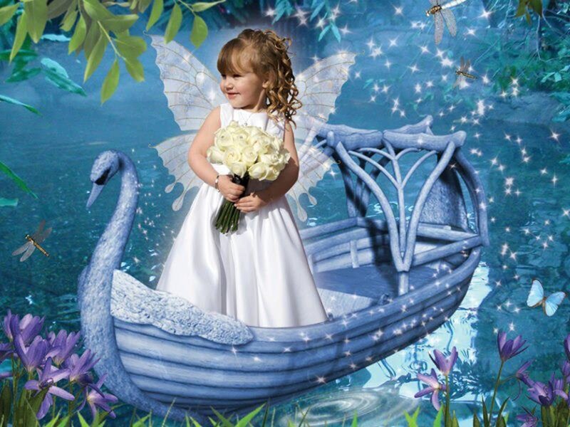 Little Girl in Fairy Costume — Blue
