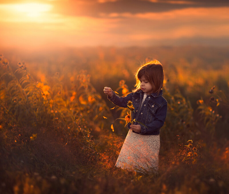 Little Girl in Field — Orange