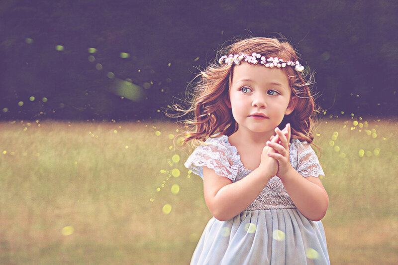 Little Girl in Field — White