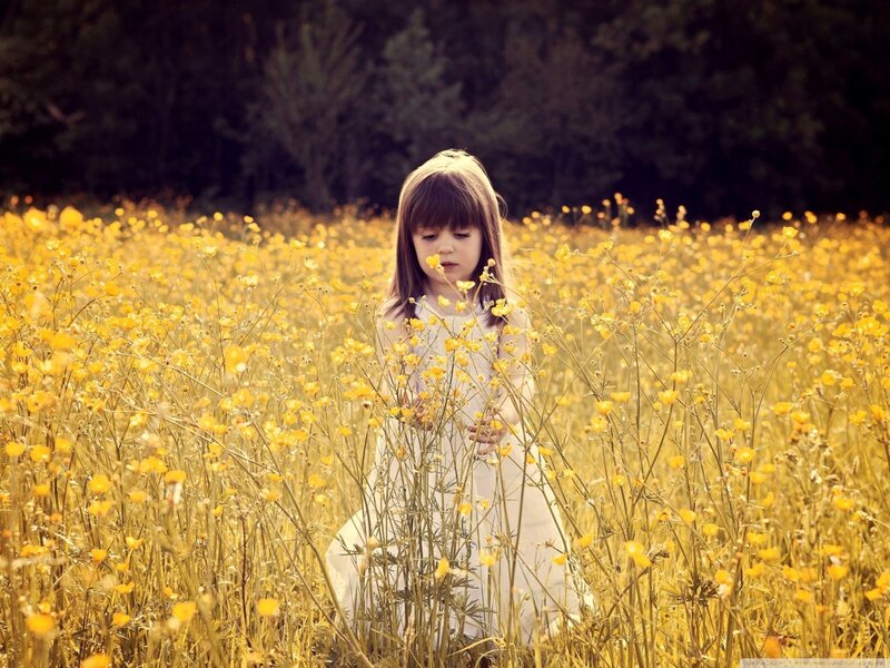 Little Girl in Field — Yellow
