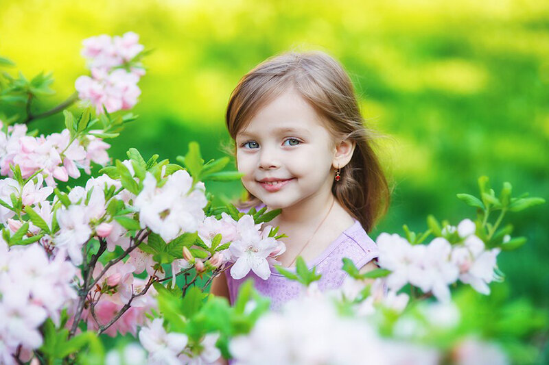 Little Girl in Flowers — Pink