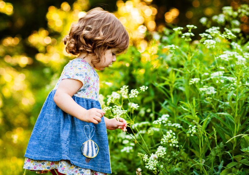 Little Girl in Garden — Blue