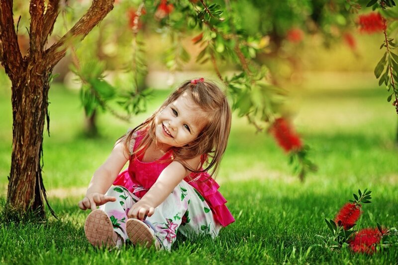 Little Girl in Garden — Green, Peaceful