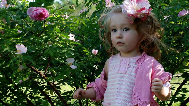 Little Girl in Garden — Pink