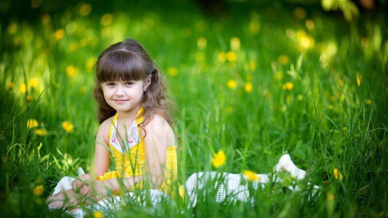 Little Girl in Grass — Green