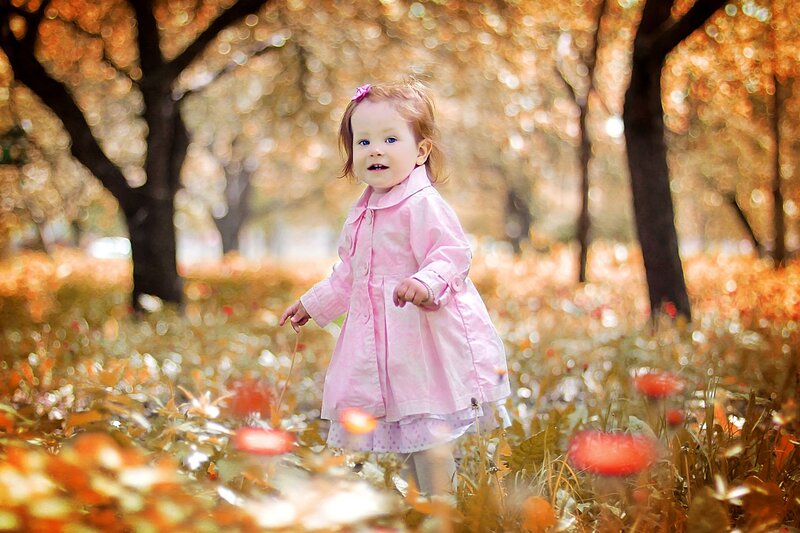 Little Girl in Pink Coat