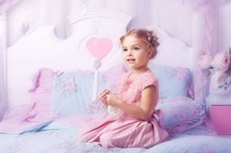 Little Girl in Pink Dress — Dreamy, Photograph