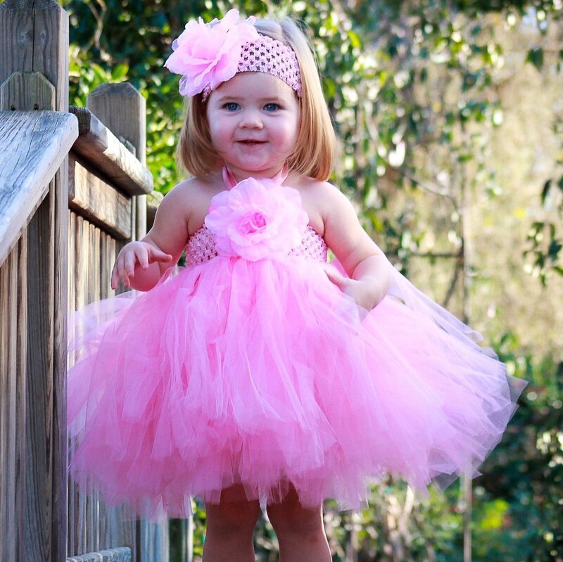 Little Girl in Pink Dress — Happy