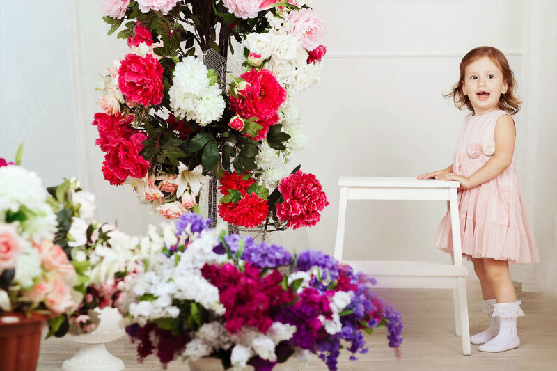 Little Girl in Pink Dress — Playful