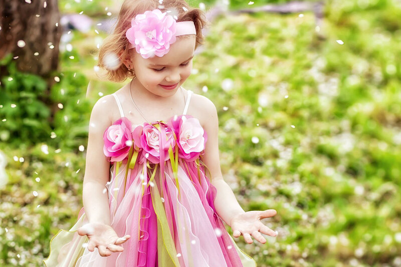 Little Girl in Pink Dress — Serene, Spring
