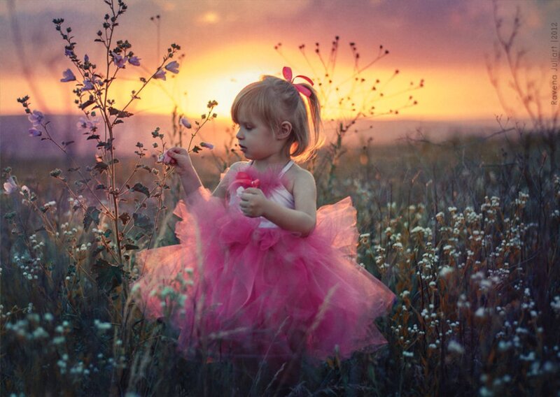 Little Girl in Pink Dress — Serene, Sunset