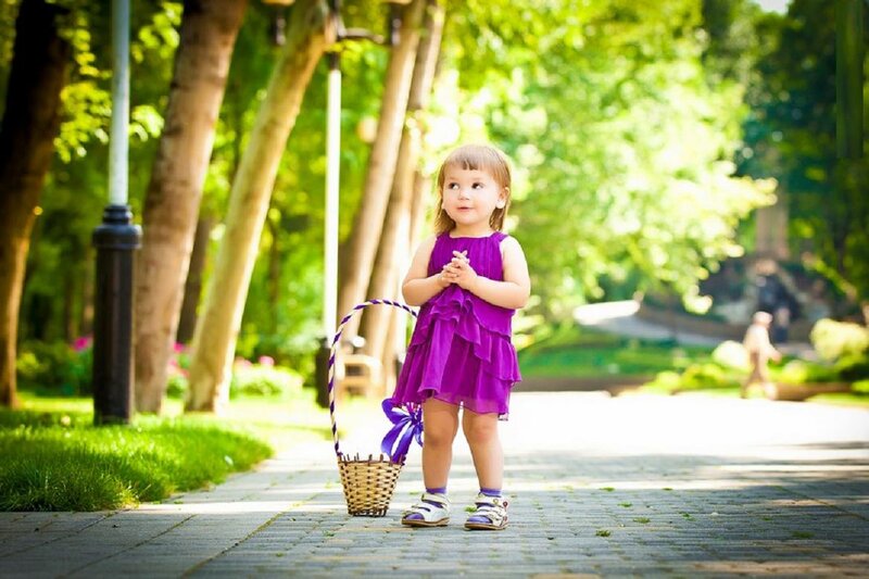 Little Girl in Purple Dress