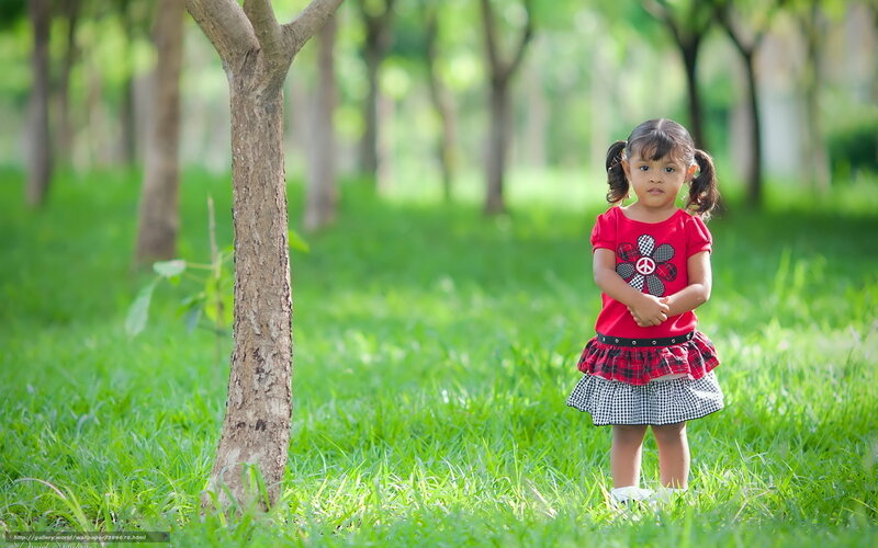 Little Girl in Red Dress — Green