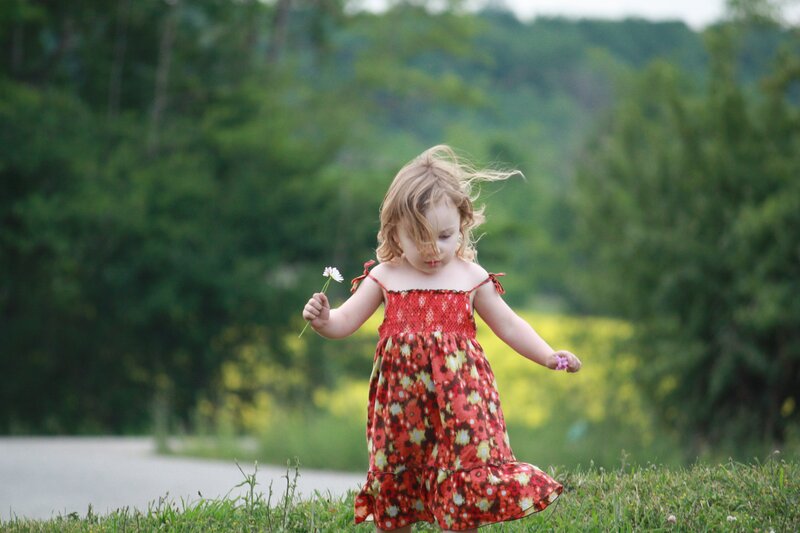 Little Girl in Red Dress — Peaceful