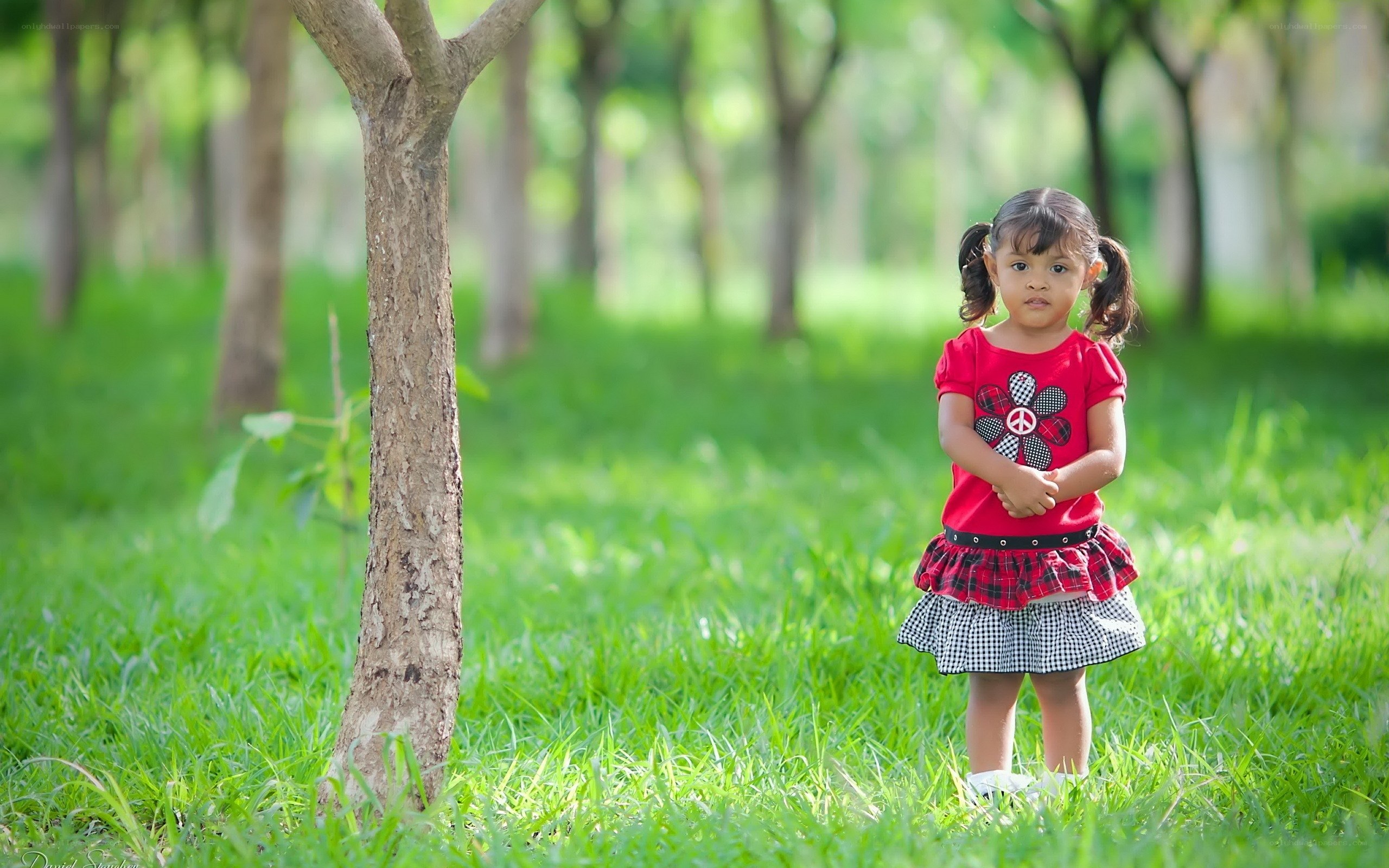 Little girl in red dress