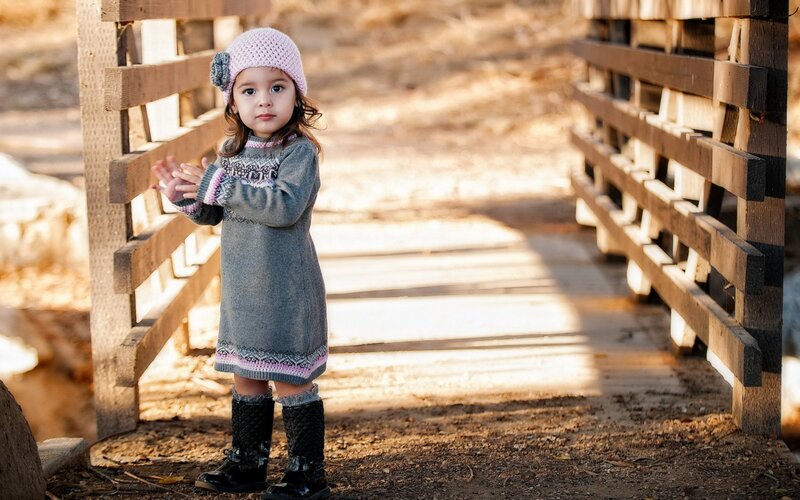 Little Girl in Sweater — Gray