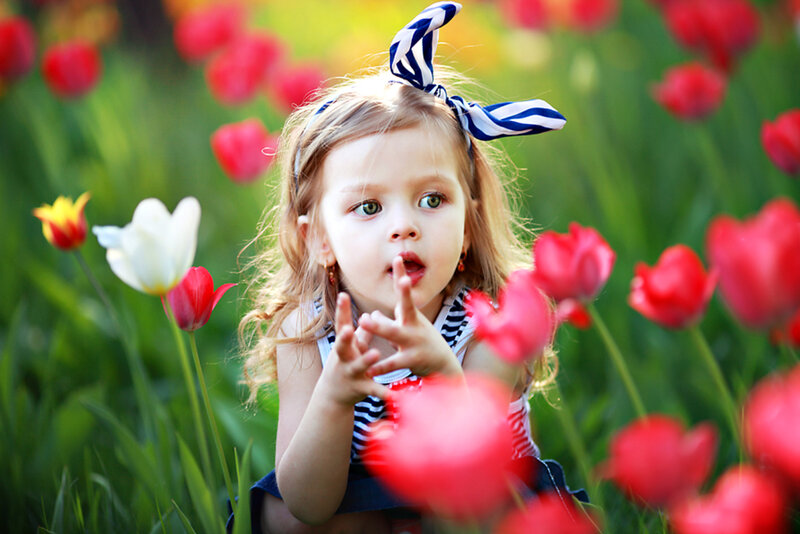 Little Girl in Tulip Field