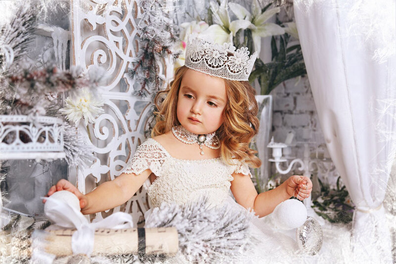 Little Girl in White Dress — Festive