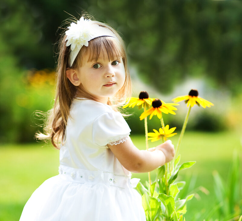 Little Girl in White Dress — Serene, Afternoon