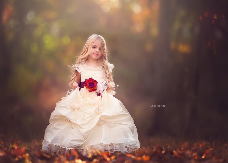 Little Girl in White Dress — Serene, Autumn