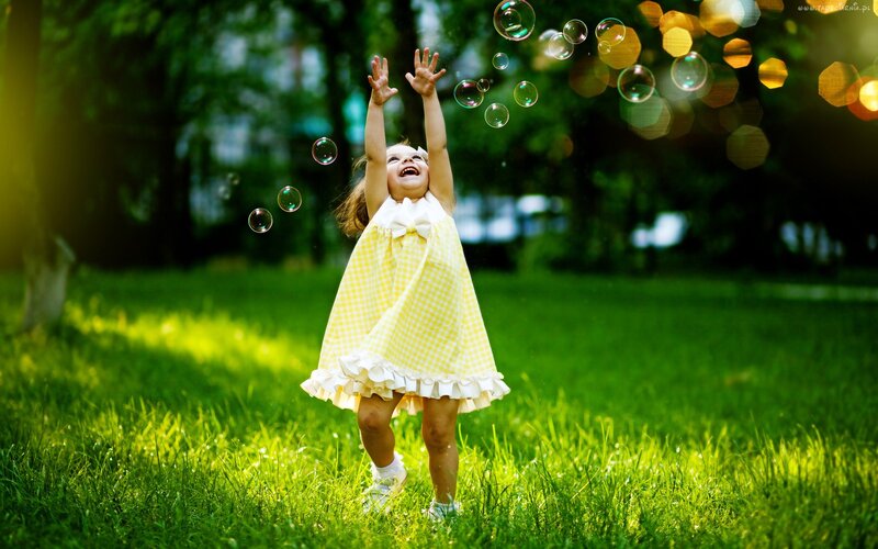Little Girl in Yellow Dress — Green