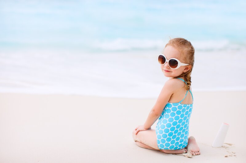 Little Girl on Beach — Blue, Serene