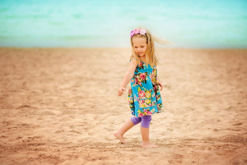 Little Girl on Beach — Blue