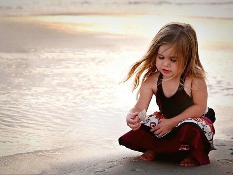 Little Girl on Beach — Brown