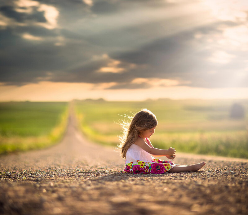 Little Girl on Road — Green