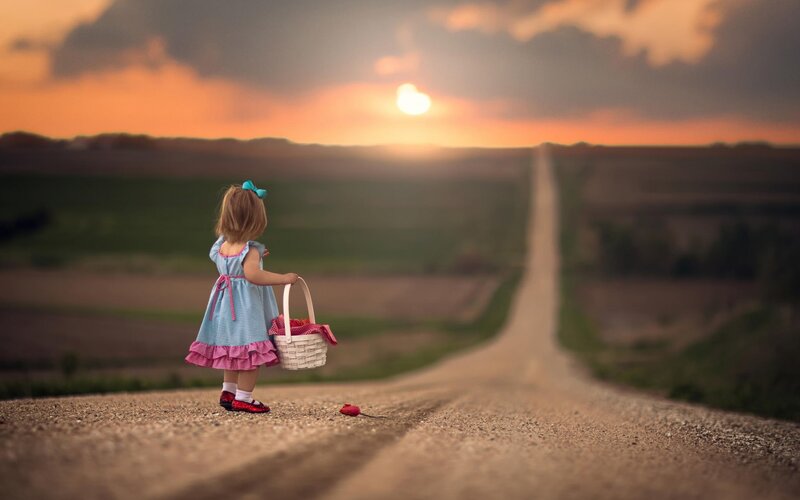 Little Girl on Road — Orange