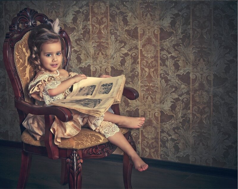 Little Girl Reading Book — Brown, Serene