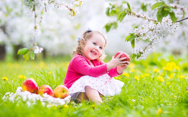 Little Girl with Apple