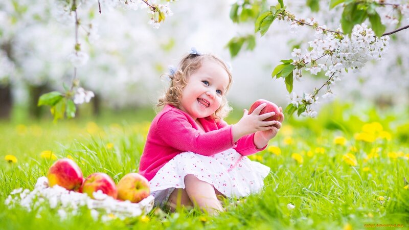 Little Girl with Apples