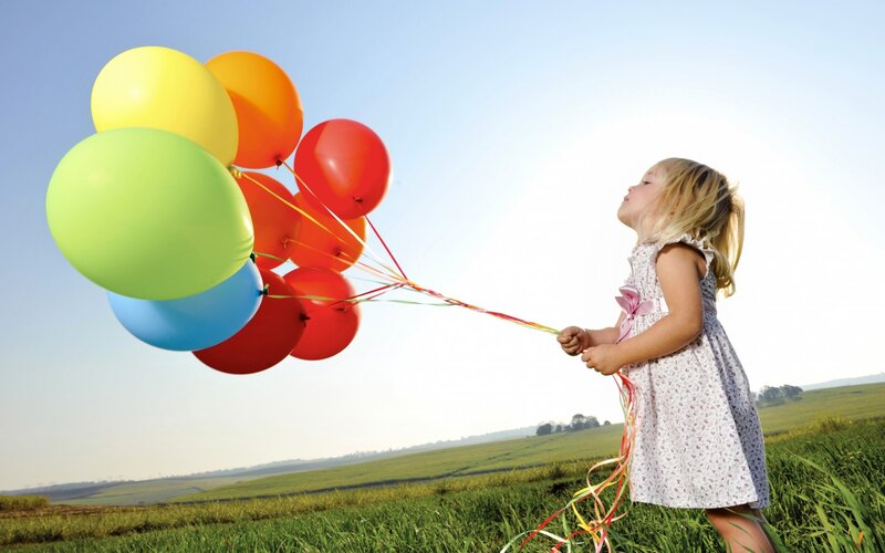 Little Girl with Balloons — Green
