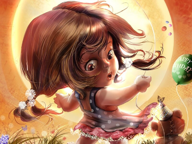 Little Girl with Balloons