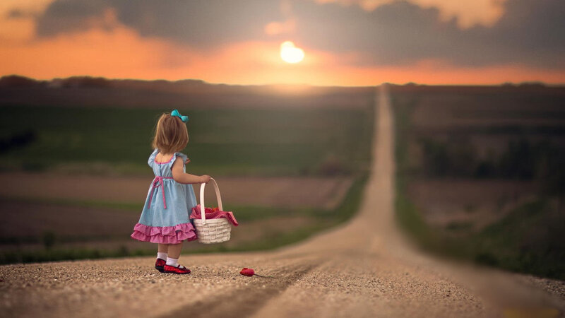 Little Girl with Basket — Orange