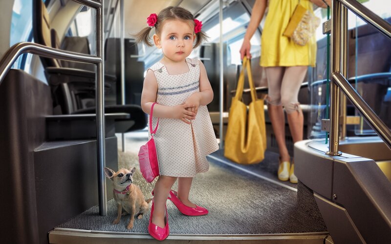 Little Girl with Dog — Yellow