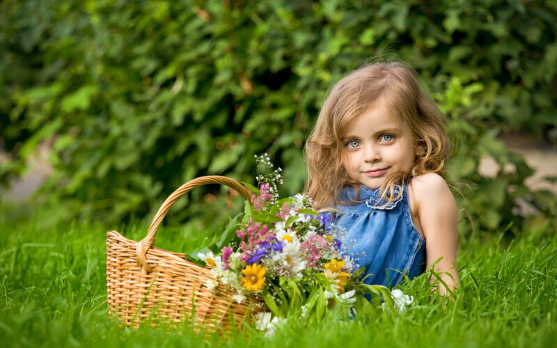 Little Girl with Flowers